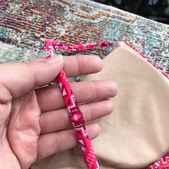 Vanilla Beach Knot Front One Piece Swimsuit Coral Tribal Swim Boho Beach Size XL - Picture 4 of 7